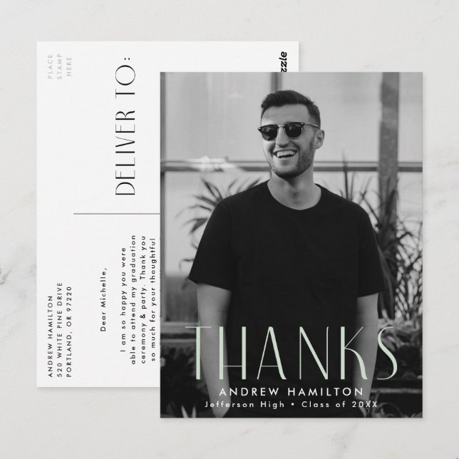 Postal Gracias Por La Moderna Graduación De Fotografías D (Anverso / Reverso)