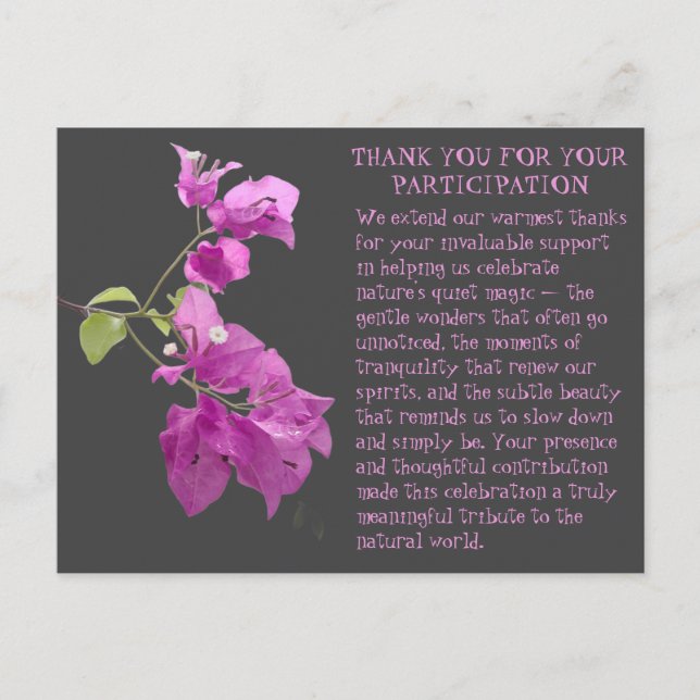 POSTAL GRACIAS POR LA PARTICIPACIÓN EN EL EVENTO NATURAL (Anverso)