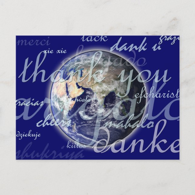 Postal Gracias por la tierra en diferentes idiomas (Anverso)