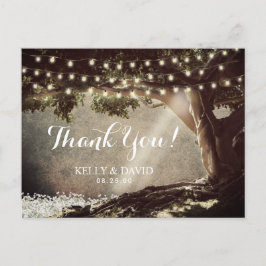 Postal Gracias por las Rustic String Lights Vintage Tree