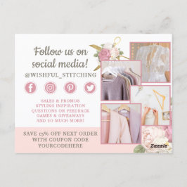 Postal Gracias por las tijeras de coser de oro Shabby Chi