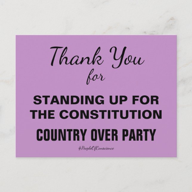 Postal Gracias por Levantarse en Defensa de la Constituci (Anverso)