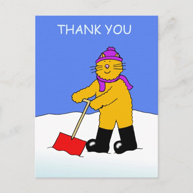 Postal Gracias por limpiar el gato Personalizado de nieve (Anverso)