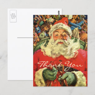 Postal Gracias por Navidad Vintage