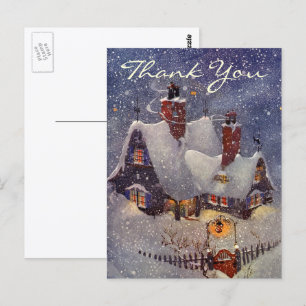 Postal Gracias por Navidad Vintage