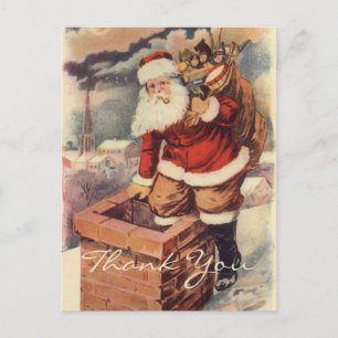 Postal Gracias por Navidad Vintage