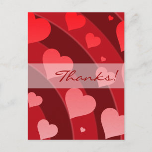 Postal Gracias por publicar cartas arcoiris de corazones