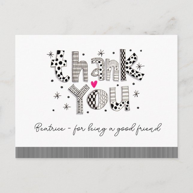 Postal Gracias por ser mi amigo por las cartas caprichosa (Anverso)