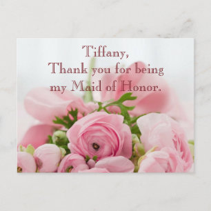 Postal Gracias por ser mi empleada de honor, Bouquet rosa
