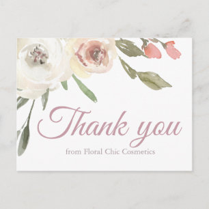 Postal Gracias Por Su Personalizado De Negocios Floral Bo