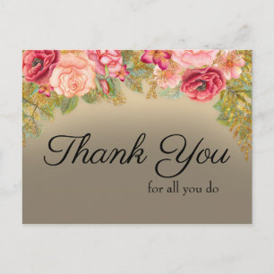 Postal Gracias por Todo lo que Hace Floral Rosa Rojo Dora