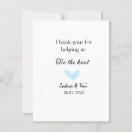 Postal gracias por unir el nudo corazón azul boda rústica