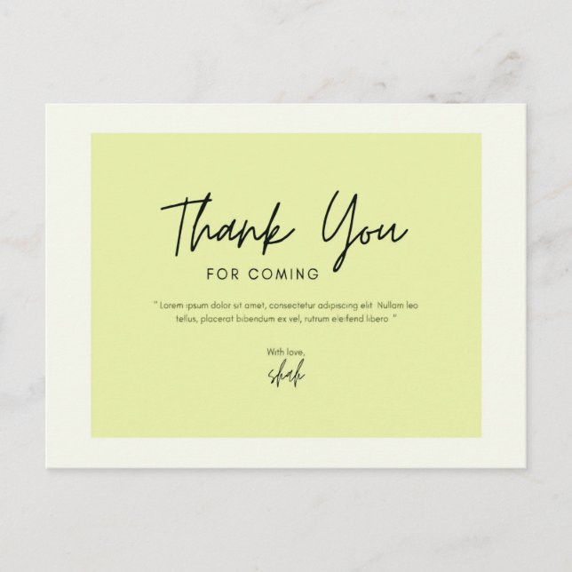 Postal Gracias por venir (Anverso)