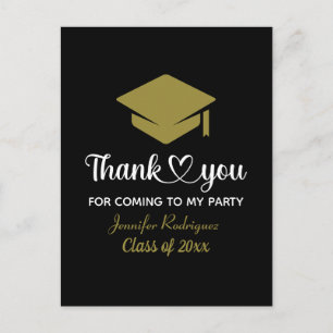Postal Gracias por venir a la fiesta de graduación de mi 