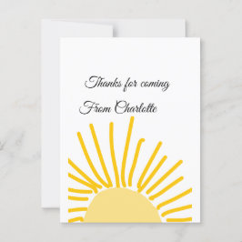 Postal gracias por venir mensaje de texto add nombre sol