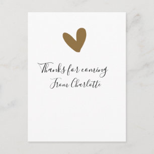 Postal gracias por venir nombre emoji corazón de oro