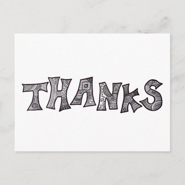 Postal Gracias Postcard en blanco y negro (Anverso)