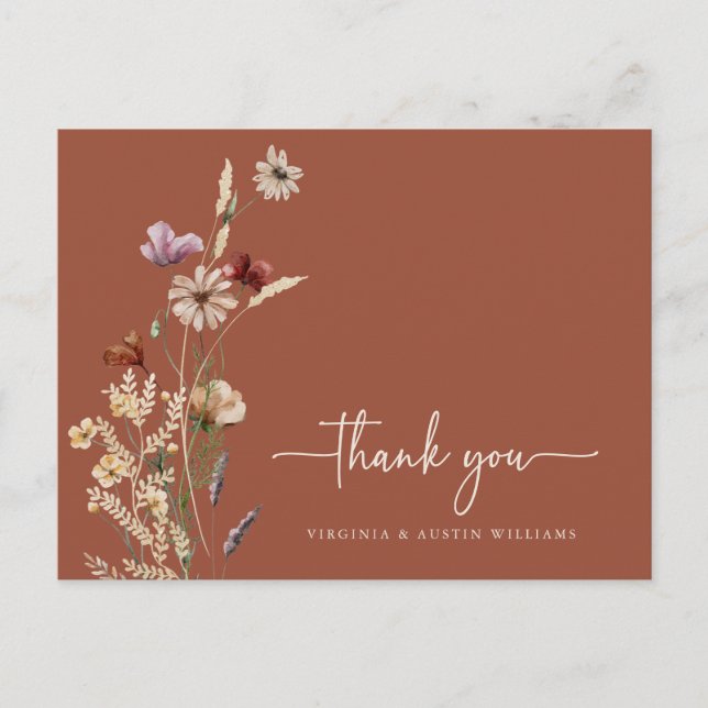 Postal Gracias Postcard Floral De Terracotta (Anverso)