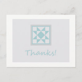 Postal Gracias Postcard - Star Quilt Block (azul/gris)