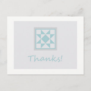 Postal Gracias Postcard - Star Quilt Block (azul/gris)