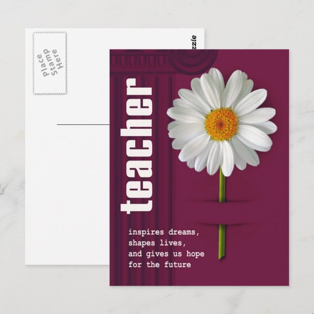 Postal Gracias Profesor. Diseño de Daisy (Anverso / Reverso)