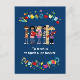 Postal Gracias, Profesor. Niños de escuela y presupuesto