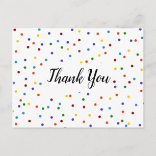 Postal Gracias Punto de Polka Arcoiris Blanco