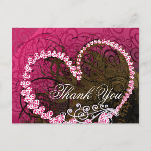 Postal Gracias Rasberry Hearts