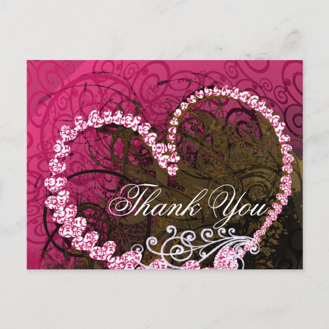 Postal Gracias Rasberry Hearts (Anverso)