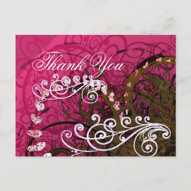 Postal Gracias Rasberry Hearts - (Anverso)