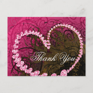 Postal Gracias Rasberry Hearts