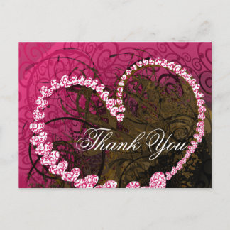 Postal Gracias Rasberry Hearts