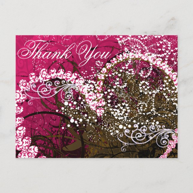Postal Gracias Rasberry Hearts - - Personalizado (Anverso)