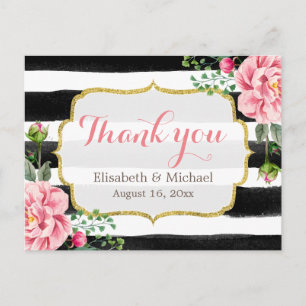 Postal Gracias - Rayos florales de acuarela romántica