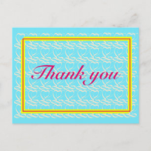 Postal Gracias ~ribbon heart light blue~