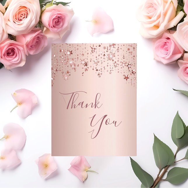 Postal Gracias rosa de cumpleaños estrellas brillantes de (Subido por el creador)