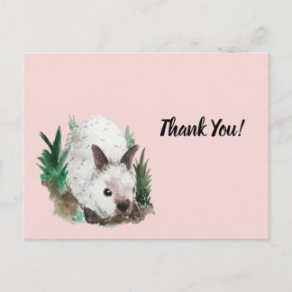 Postal Gracias Rubor Pink Baby Shower de Conejo Cubierto