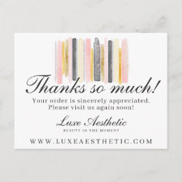 Postal Gracias Rubor Pink & Gold Paint Strokes 4-Photo