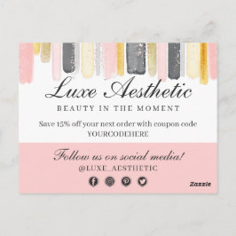 Postal Gracias Rubor Pink & Gold Paint Strokes Coupon