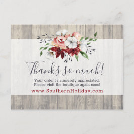 Postal Gracias Rustic Wood y Southern Country Cotton