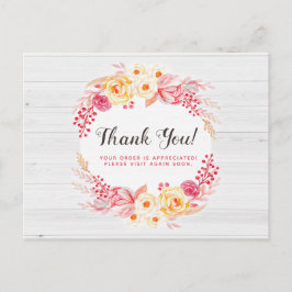 Postal Gracias Shabby Chic Rosas y Rustic Wood Floral