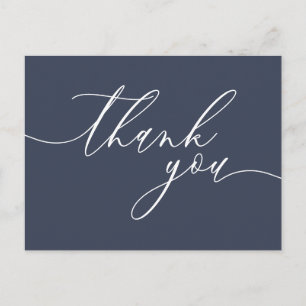 Postal Gracias simple minimalista navy
