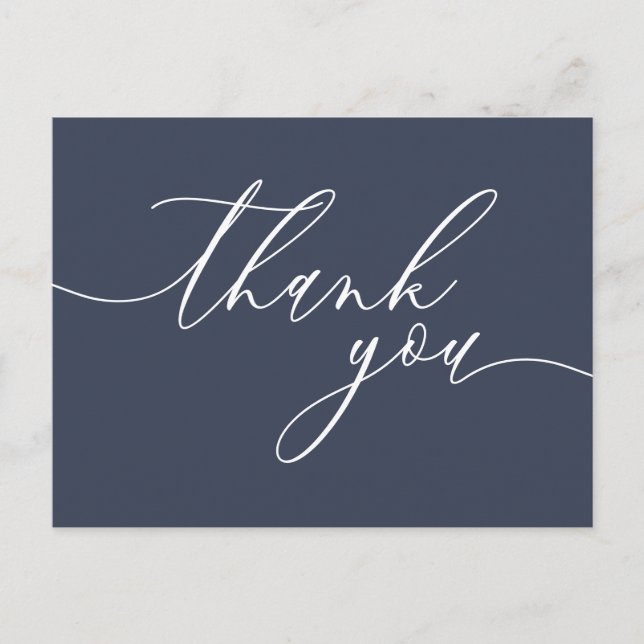 Postal Gracias simple minimalista navy (Anverso)