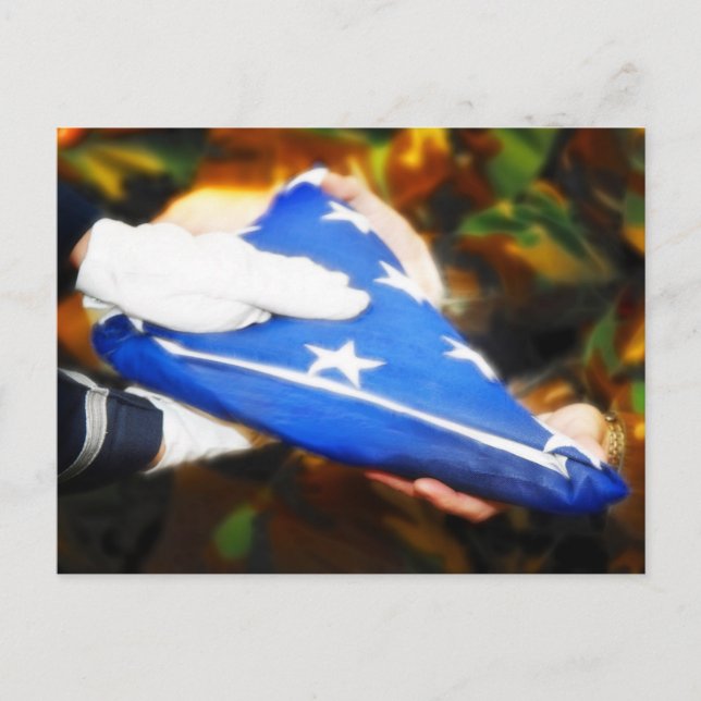 Postal "Gracias" soldado recibe la bandera estadounidense (Anverso)