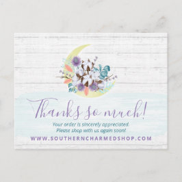 Postal Gracias Southern Floral Cotton Moon Rustic Wood