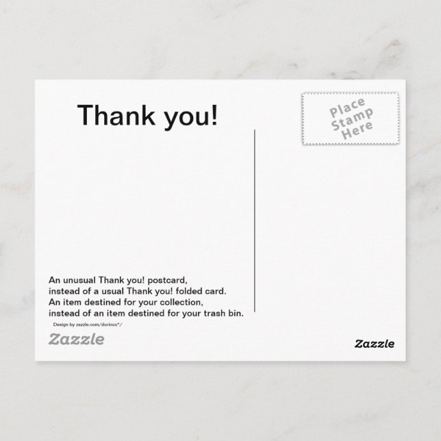 Postal ¡Gracias! tarjeta/postal inusual (Reverso)