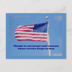 Postal Gracias Tropas Bandera Americana