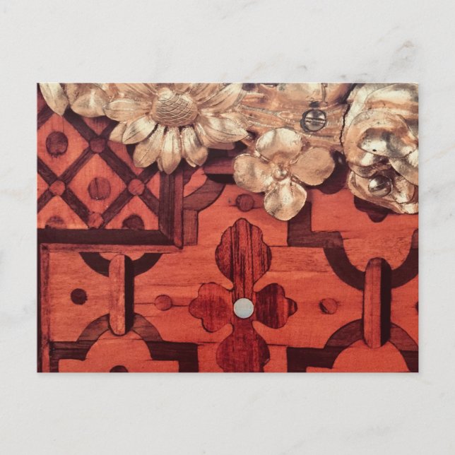 Postal Gracias, tu nombre, madera incrustada e imagen de  (Anverso)