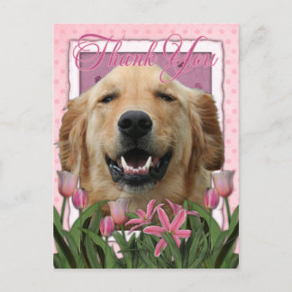 Postal Gracias - Tulipanes rosados - Golden Retriever - M