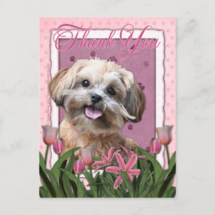 Postal Gracias - Tulipanes rosados - ShihPoo - Maggie